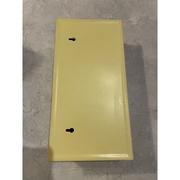 Vintage Metal Tissue Box Holder Cover Yellow With Flower Grecian Key Cut Out - Picture 10 of 10